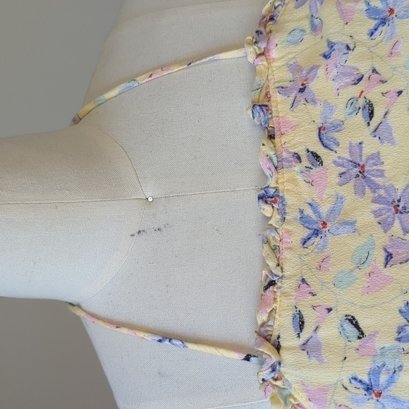 Gianni Bini Floral Halter Wide Leg Jumpsuit Yellow M bohemian summer cottagecore - Picture 6 of 10